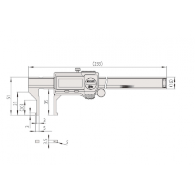 Mitutoyo Dijital İç Kanal Kumpası 10.1-160 mm | 573-647-20