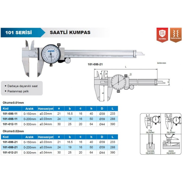 Accud Saatli Kumpas 3000 mm| 101-012-11 Accud Saatli Kumpas 3000 mm| 101-012-11