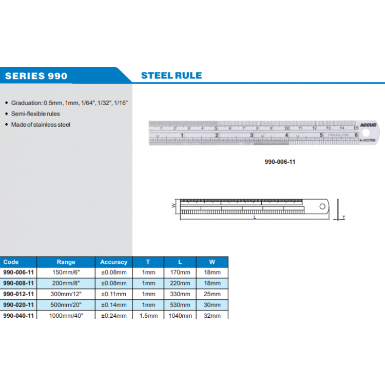 ACCUD Çelik Cetvel / 990-006-11